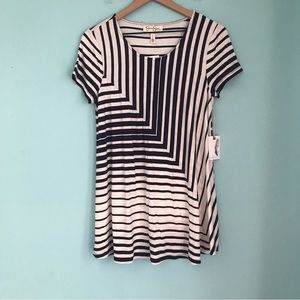 Jessica Simpson Maternity Striped Jersey Pullover Short Sleeve Top S Navy